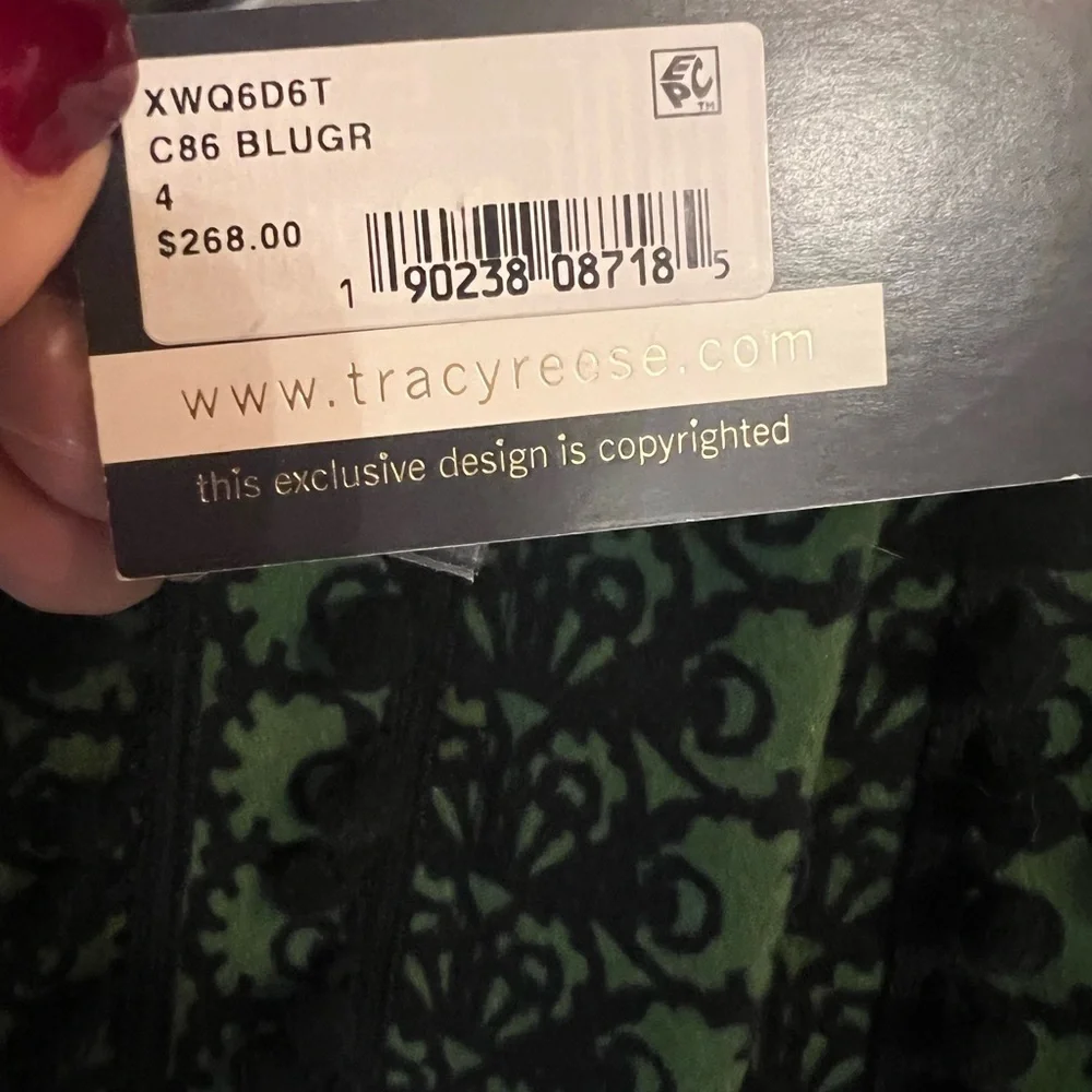 Plenty by Tracy Reese NWT size 4  button up Jacket. Green with navy  blue lining - Picture 6 of 14